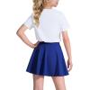 imageKEREDA Girls Casual Mini High Waist Stretchy Flared Pleated Skater Uniform SkirtsBlue