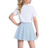 imageKEREDA Girls Casual Mini High Waist Stretchy Flared Pleated Skater Uniform SkirtsLight Blue