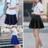 imageKEREDA Girls Casual Mini High Waist Stretchy Flared Pleated Skater Uniform SkirtsNavy