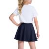 imageKEREDA Girls Casual Mini High Waist Stretchy Flared Pleated Skater Uniform SkirtsNavy