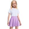 imageKEREDA Girls Casual Mini High Waist Stretchy Flared Pleated Skater Uniform SkirtsPurple