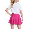 imageKEREDA Girls Casual Mini High Waist Stretchy Flared Pleated Skater Uniform SkirtsRose Red