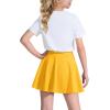 imageKEREDA Girls Casual Mini High Waist Stretchy Flared Pleated Skater Uniform SkirtsYellow