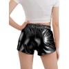 imageKEREDA Girls Metallic Shorts Sparkly Dance Outfits Shiny Costume for GirlsBlack