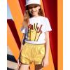 imageKEREDA Girls Metallic Shorts Sparkly Dance Outfits Shiny Costume for GirlsGold