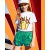 imageKEREDA Girls Metallic Shorts Sparkly Dance Outfits Shiny Costume for GirlsGreen