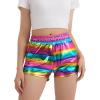 imageKEREDA Girls Metallic Shorts Sparkly Dance Outfits Shiny Costume for GirlsMetallic Gradient