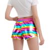 imageKEREDA Girls Metallic Shorts Sparkly Dance Outfits Shiny Costume for GirlsMetallic Gradient