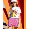 imageKEREDA Girls Metallic Shorts Sparkly Dance Outfits Shiny Costume for GirlsPink