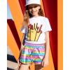 imageKEREDA Girls Metallic Shorts Sparkly Dance Outfits Shiny Costume for GirlsPink Rainbow