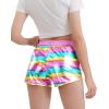 imageKEREDA Girls Metallic Shorts Sparkly Dance Outfits Shiny Costume for GirlsPink Rainbow