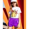 imageKEREDA Girls Metallic Shorts Sparkly Dance Outfits Shiny Costume for GirlsPurple