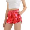 imageKEREDA Girls Metallic Shorts Sparkly Dance Outfits Shiny Costume for GirlsRed