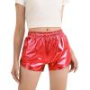 imageKEREDA Girls Metallic Shorts Sparkly Dance Outfits Shiny Costume for GirlsRed