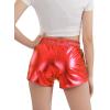imageKEREDA Girls Metallic Shorts Sparkly Dance Outfits Shiny Costume for GirlsRed