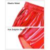 imageKEREDA Girls Metallic Shorts Sparkly Dance Outfits Shiny Costume for GirlsRed