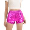 imageKEREDA Girls Metallic Shorts Sparkly Dance Outfits Shiny Costume for GirlsRose Red