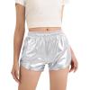 imageKEREDA Girls Metallic Shorts Sparkly Dance Outfits Shiny Costume for GirlsSilver