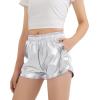 imageKEREDA Girls Metallic Shorts Sparkly Dance Outfits Shiny Costume for GirlsSilver