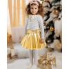 imageKEREDA Girls Metallic Skater Skirts Shiny Flared Holographic SkortGold