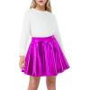 imageKEREDA Girls Metallic Skater Skirts Shiny Flared Holographic SkortHot Pink