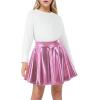 imageKEREDA Girls Metallic Skater Skirts Shiny Flared Holographic SkortPink