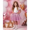 imageKEREDA Girls Metallic Skater Skirts Shiny Flared Holographic SkortPink