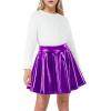 imageKEREDA Girls Metallic Skater Skirts Shiny Flared Holographic SkortPurple