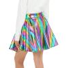 imageKEREDA Girls Metallic Skater Skirts Shiny Flared Holographic SkortRainbow