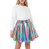 imageKEREDA Girls Metallic Skater Skirts Shiny Flared Holographic SkortRainbow