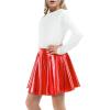 imageKEREDA Girls Metallic Skater Skirts Shiny Flared Holographic SkortRed