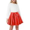 imageKEREDA Girls Metallic Skater Skirts Shiny Flared Holographic SkortRed