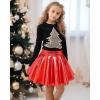 imageKEREDA Girls Metallic Skater Skirts Shiny Flared Holographic SkortRed