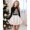 imageKEREDA Girls Metallic Skater Skirts Shiny Flared Holographic SkortSliver