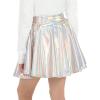 imageKEREDA Girls Metallic Skater Skirts Shiny Flared Holographic SkortSliver