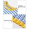 imageKEREDA Girls Sweatshirt Long Sleeve Shirts Loose Pullover Crew Neck Colorblocked Striped Clothes 714 YearsBlue White