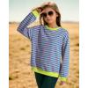 imageKEREDA Girls Sweatshirt Long Sleeve Shirts Loose Pullover Crew Neck Colorblocked Striped Clothes 714 YearsGreen Rose