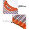 imageKEREDA Girls Sweatshirt Long Sleeve Shirts Loose Pullover Crew Neck Colorblocked Striped Clothes 714 YearsOrange Blue
