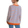 imageKEREDA Girls Sweatshirt Long Sleeve Shirts Loose Pullover Crew Neck Colorblocked Striped Clothes 714 YearsOrange Blue