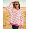 imageKEREDA Girls Sweatshirt Long Sleeve Shirts Loose Pullover Crew Neck Colorblocked Striped Clothes 714 YearsPink White