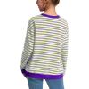 imageKEREDA Girls Sweatshirt Long Sleeve Shirts Loose Pullover Crew Neck Colorblocked Striped Clothes 714 YearsPurple Yellow