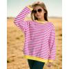 imageKEREDA Girls Sweatshirt Long Sleeve Shirts Loose Pullover Crew Neck Colorblocked Striped Clothes 714 YearsRose White