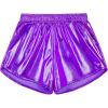 imageKEREDA Girls Metallic Shorts Sparkly Dance Outfits Shiny Costume for GirlsPurple