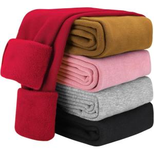 imageKEREDA Girls Fleece Lined Leggings Winter Warm Pants for Kids 314 YearsRed