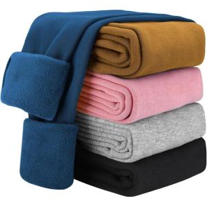 imageKEREDA Girls Fleece Lined Leggings Winter Warm Pants for Kids 314 YearsSteelblue
