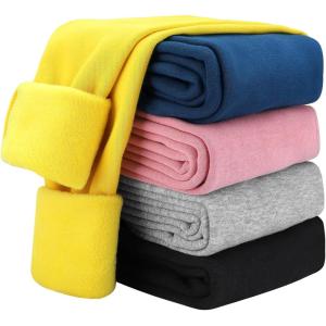 imageKEREDA Girls Fleece Lined Leggings Winter Warm Pants for Kids 314 YearsYellow