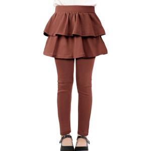imageKEREDA Girls Leggings Ruffle Skirt School Uniform Pants Kids Clothes 414 YearsBrown