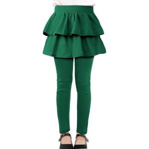 imageKEREDA Girls Leggings Ruffle Skirt School Uniform Pants Kids Clothes 414 YearsGreen