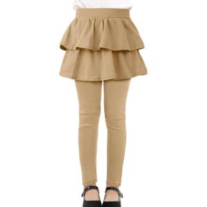 imageKEREDA Girls Leggings Ruffle Skirt School Uniform Pants Kids Clothes 414 YearsKhaki
