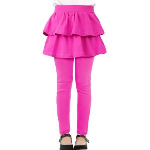 imageKEREDA Girls Leggings Ruffle Skirt School Uniform Pants Kids Clothes 414 YearsRose Red